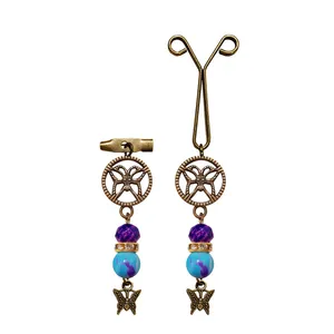 ست گل سینه و گیره روسری طرح پروانه کد PM 408