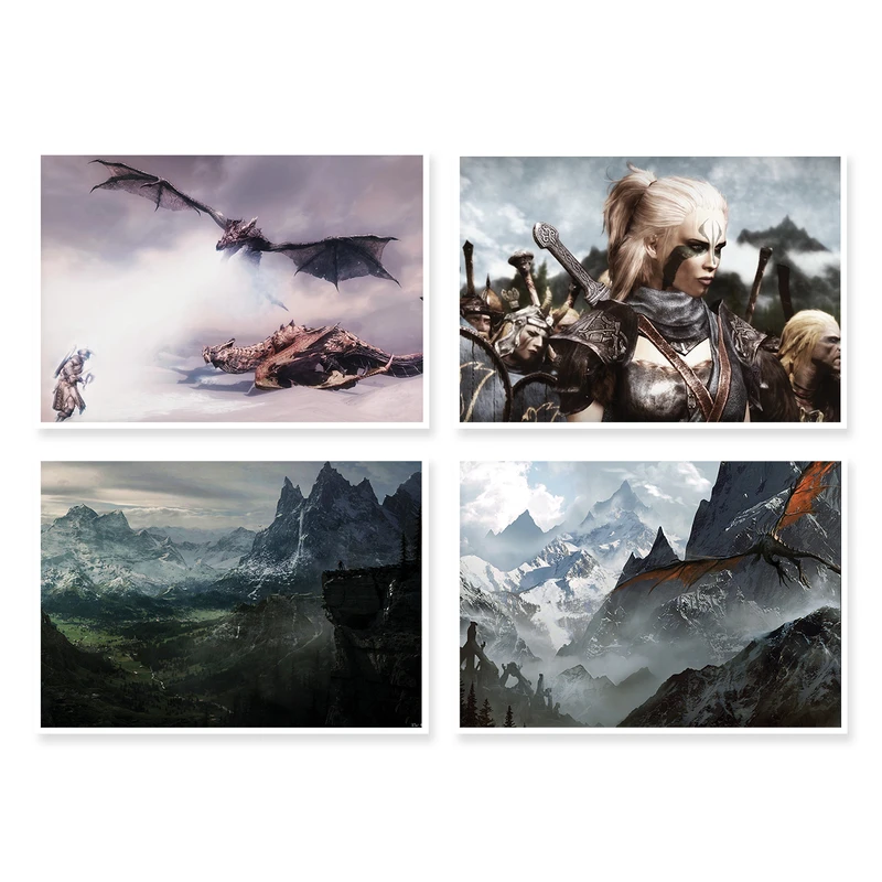 پوستر طرح بازی Skyrim کد A-1684 مجموعه 4 عددی