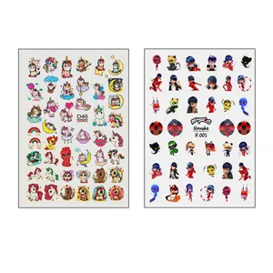 برچسب لنز ناخن مدل یونیکورن و دختر کفشدوزکی کد D46-N001 مجموعه 2 عددی