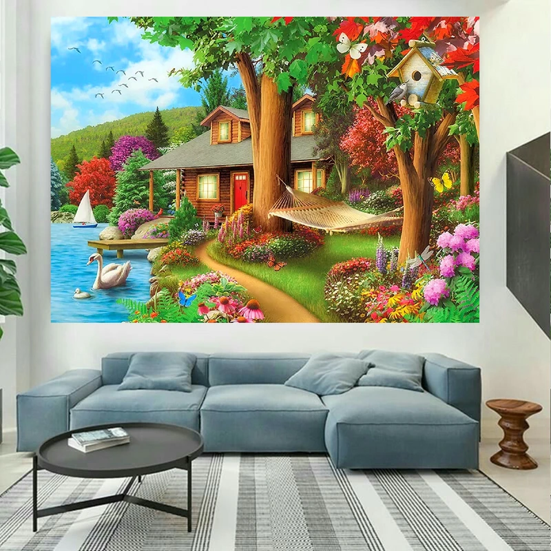 پوستر پارچه ای مدل  چرم مخمل طرح طبیعت کلاسیک کد AR1530