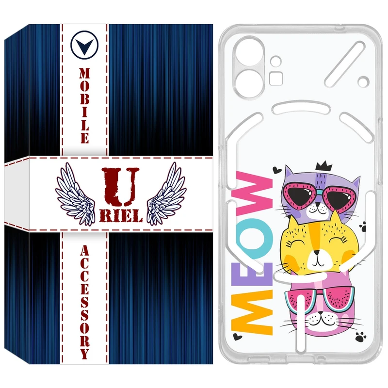 کاور یوریل مدل Clear کد 57 طرح گربه مناسب برای گوشی موبایل ناتینگ فون Nothing Phone 1