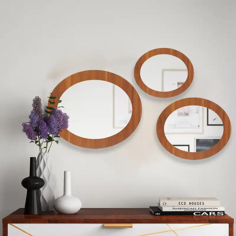 آینه الف مدل  بیضی نگین کد 321 مجموعه 3 عددی