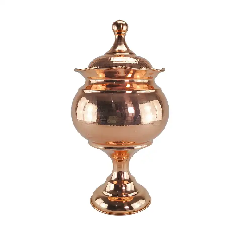 قندان مسی مدل لب چین چکشی پایه دار نانو کد alast0107