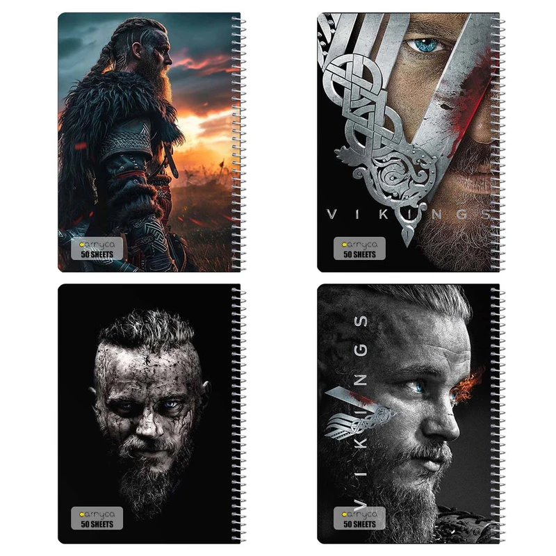 دفتر نقاشي 50 برگ کارنيکا طرح وایکینگ‌ها Vikings کد 33970 مجموعه 4 عددی