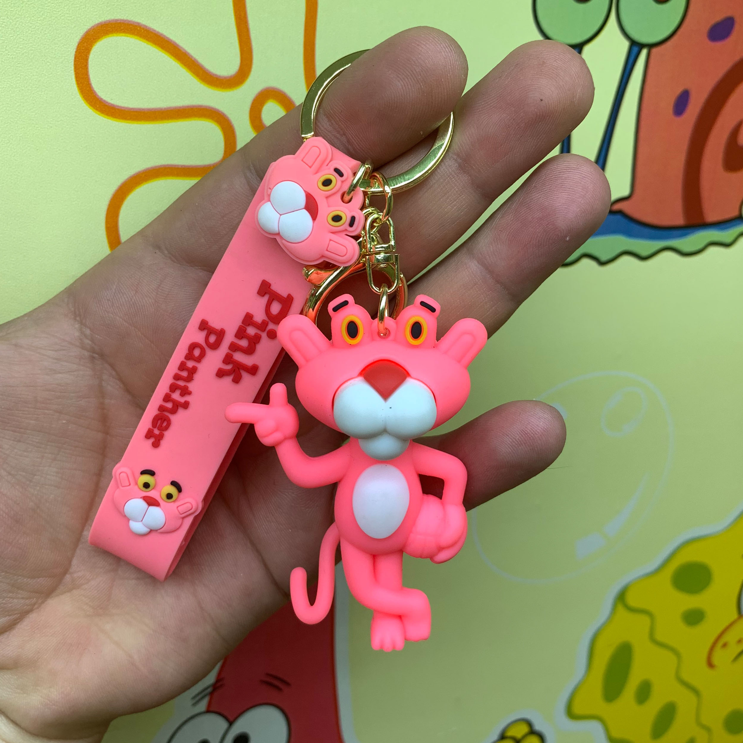 جاکلیدی مدل سیلیکونی طرح پلنگ صورتی