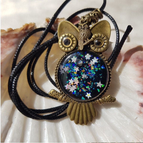 گردنبند دخترانه مدل رزینی طرح جغد