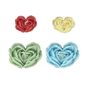 شمع بدون بو طرح گل رز قلبی زمان اتمام 1 ساعت بسته 4 عددی