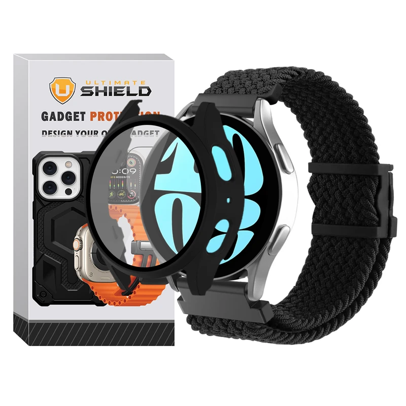 بند آلتیمیت شیلد مدل Braided_Mag_GRD مناسب برای ساعت هوشمند سامسونگ Galaxy Watch 6 40mm به همراه کاور