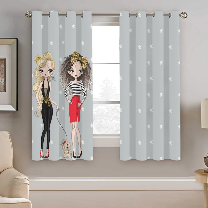 پرده نیروانا طرح دخترونه مدل مخمل کد 5085 سایز 140×200 سانتی متر