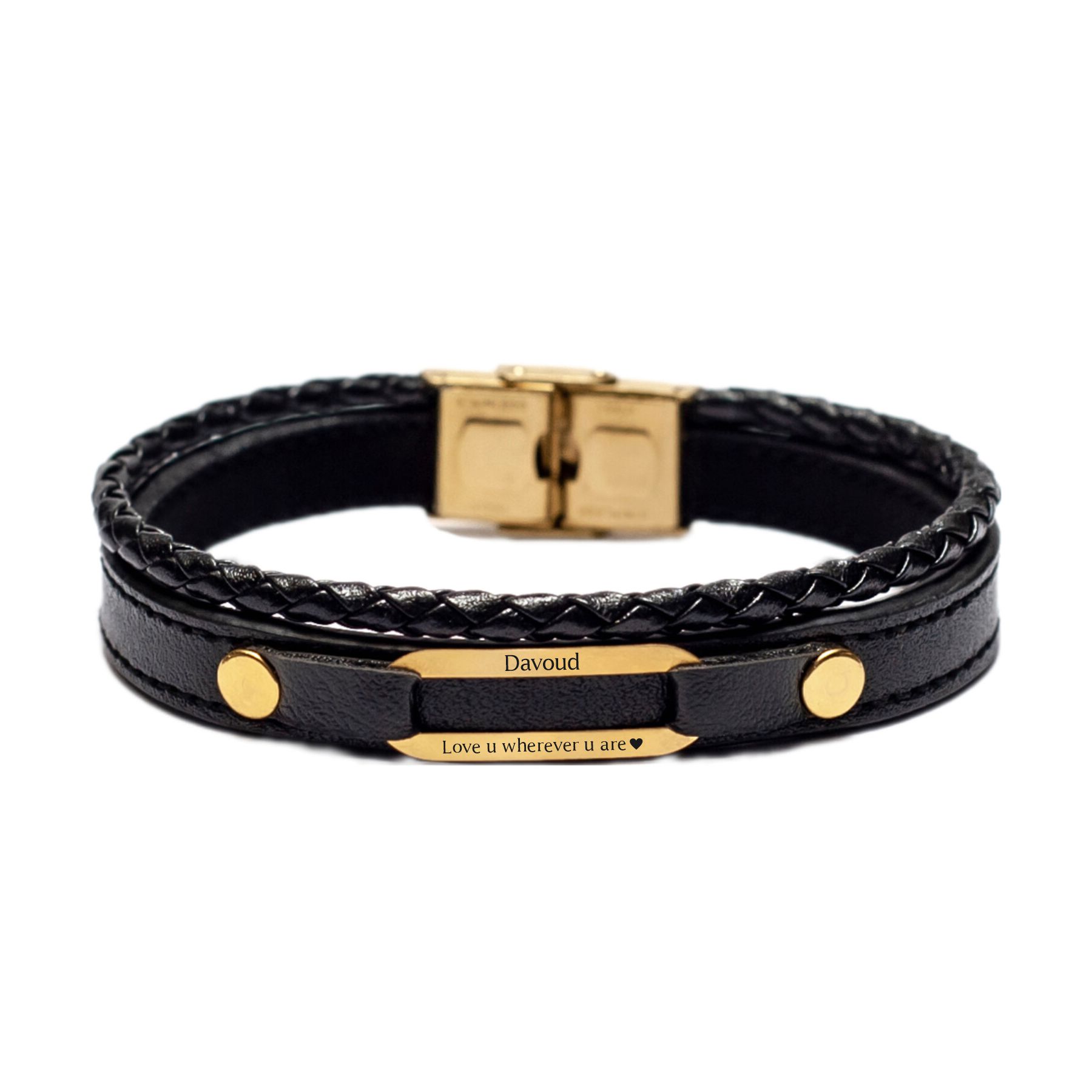 دستبند طلا 18 عیار مردانه لیردا مدل اسم داوود