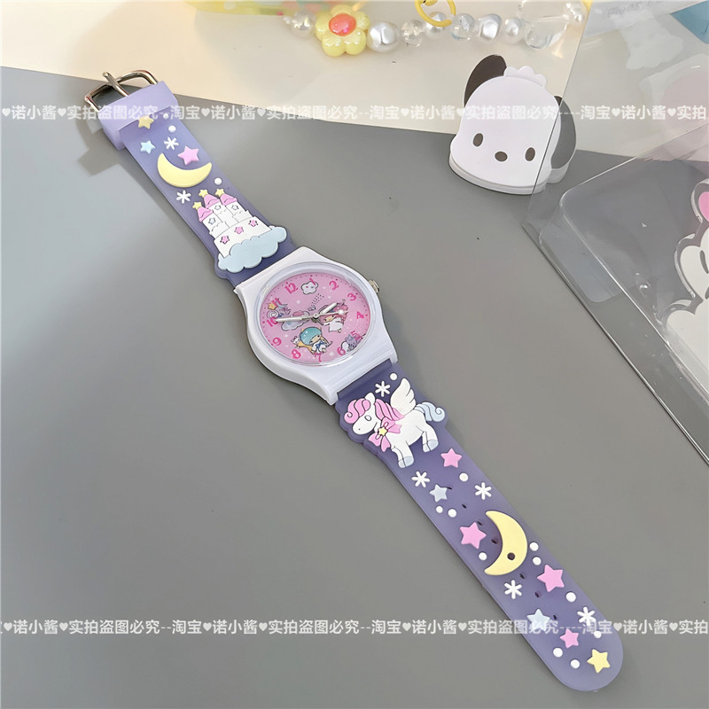 ساعت مچی عقربه ای مدل بند سیلیکون آنتی آلرژی طرح اسب تک شاخ