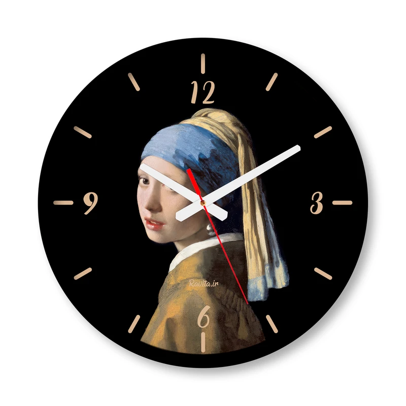 ساعت دیواری راویتا مدل دختری با گشواره مروارید کد 3553