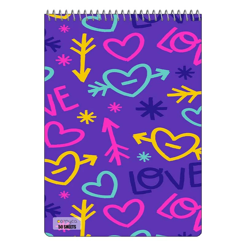 دفتر نقاشی 50 برگ سیمی کارنیکا طرح پترن عشق Love Pattern کد 52082
