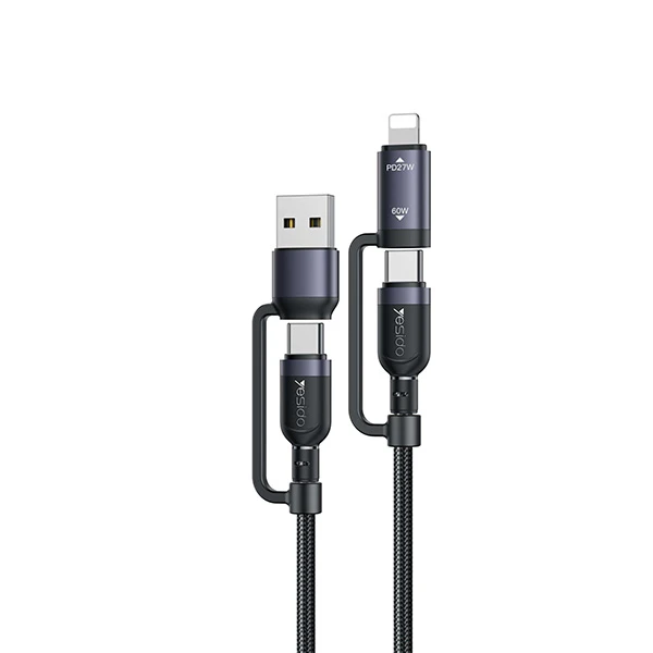 کابل تبدیل USB-C / USB به USB-C / Lightning یسیدو مدل CA200 طول 1.2 متر