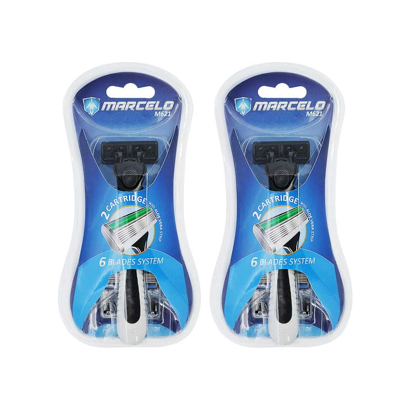 خود تراش و تیغ یدک مارسلو مدل M621 مجموعه 2 عددی خود تراش و تیغ یدک مارسلو مدل M621 مجموعه 2 عددی