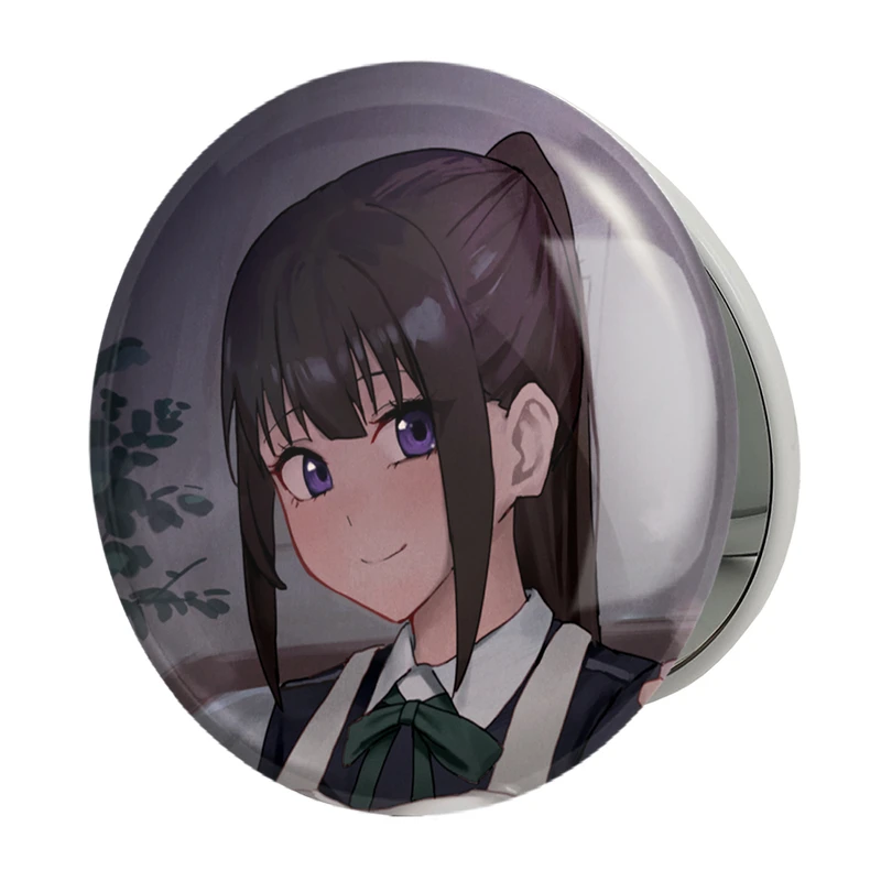 آینه جیبی خندالو طرح چیساتو و تاکینا انیمه لیکوریس ریکویل Lycoris Recoil مدل تاشو کد 23039 