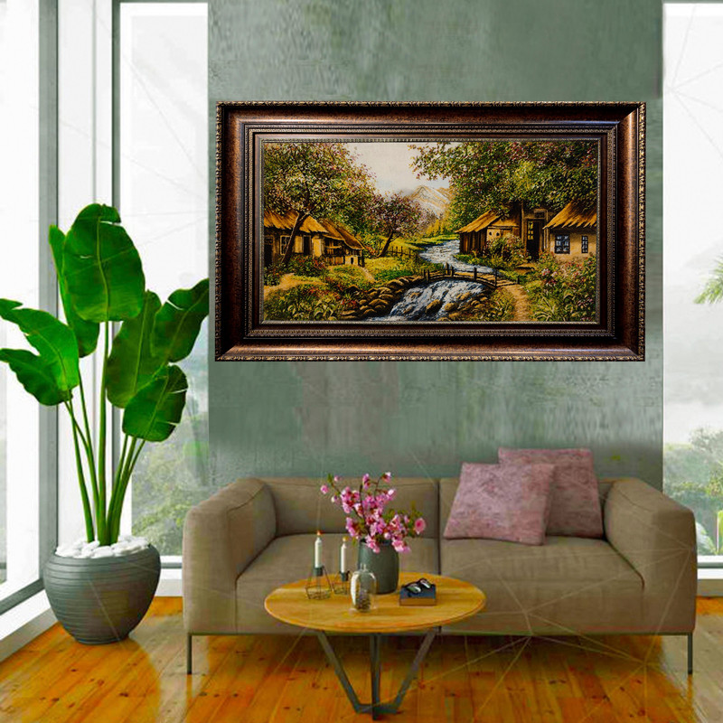 تابلو فرش دستبافت طرح دهکده و رودخانه مدل RAR162 تابلو فرش دستبافت طرح دهکده و رودخانه مدل RAR162