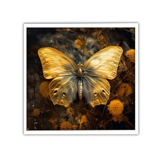 تابلو نوری بکلیت طرح طبیعت و پروانه طلایی مدل W-MID-19004