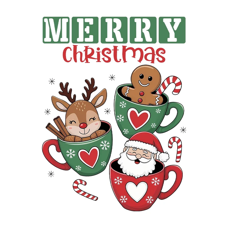 استیکر پارچه و لباس پاد آفرین مدل کریسمس بابانوئل گوزن آدم برفی کد S2751