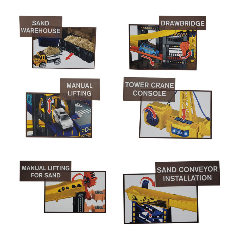 کیت ماشین بازی مدل پارکینگ و جرثقیل راهسازی کد 1909