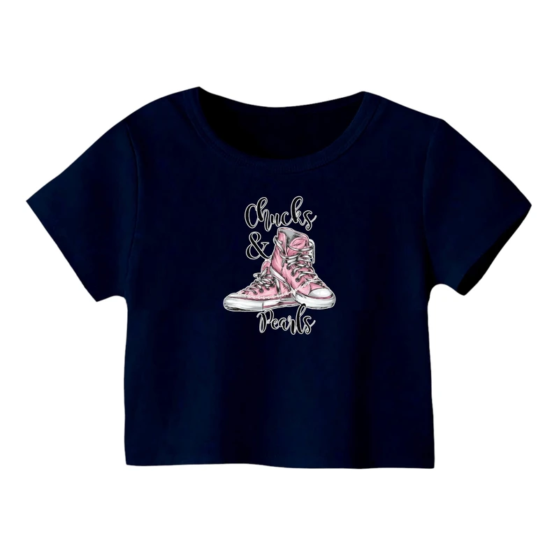 کراپ‌ تی‌شرت آستین کوتاه زنانه مدل کتونی کد 6