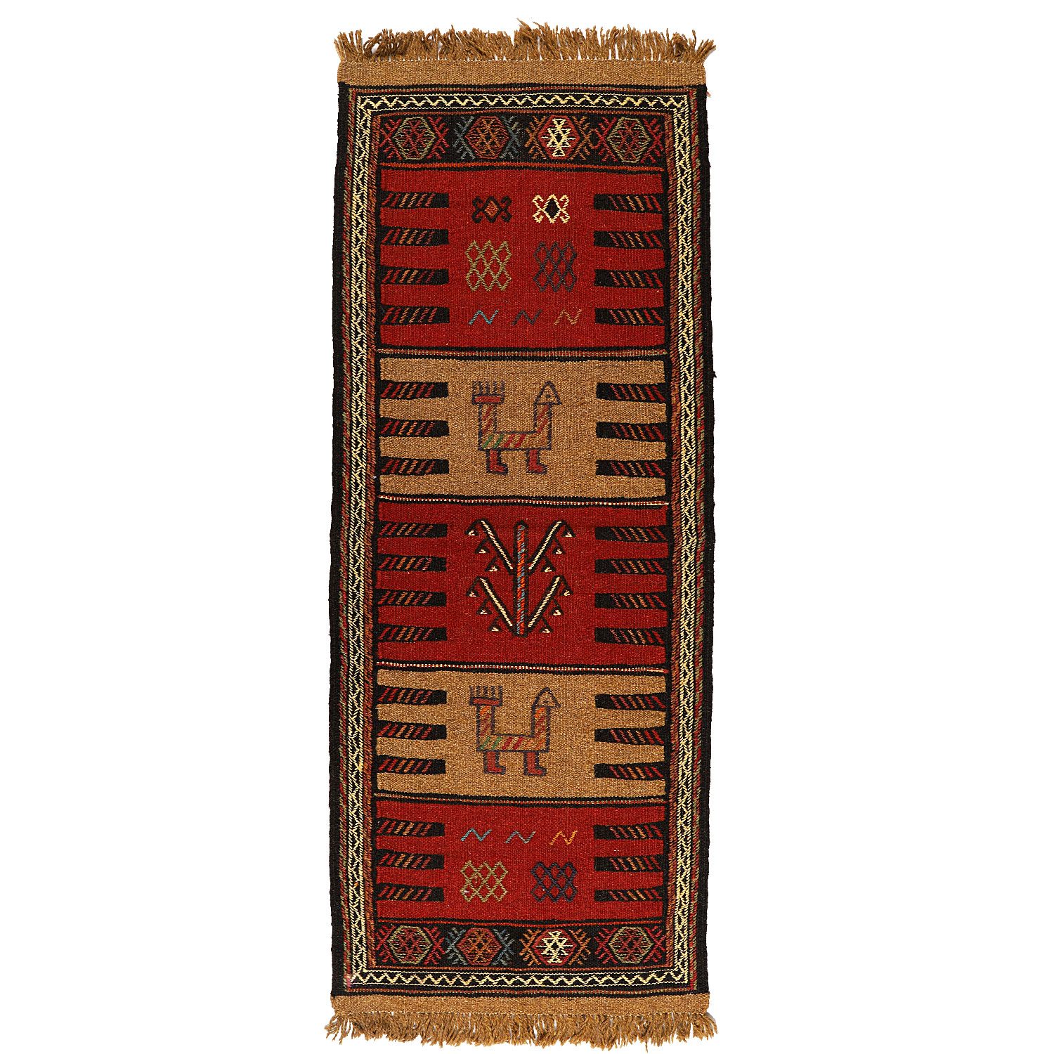 گلیم دستبافت کناره طول یک و نیم متر کد 140252