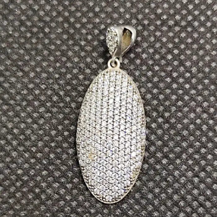 آویز گردنبند نقره زنانه مدل سنگ برلیان کد 958