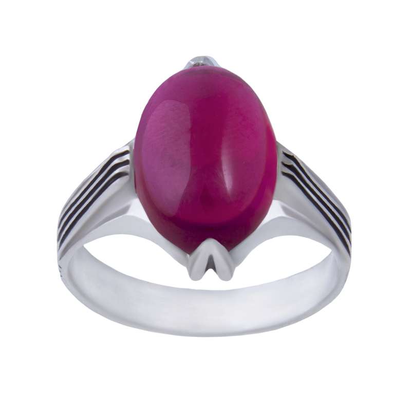 انگشتر نقره مردانه بازرگانی میلادی مدل سنگ یاقوت کد  AM_066