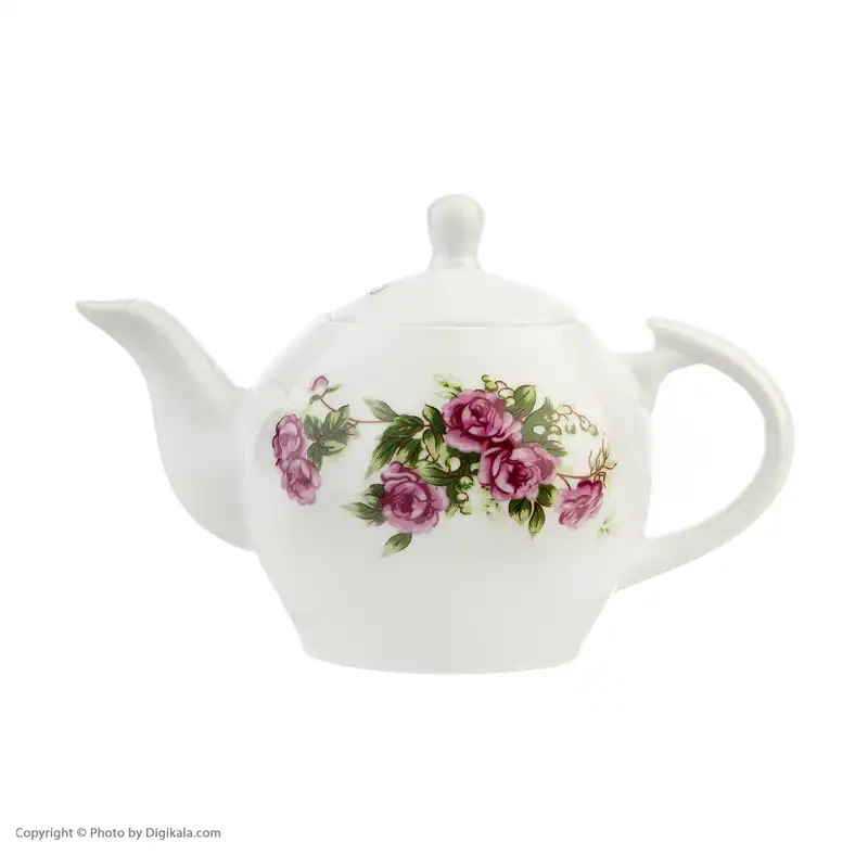 قوری شرکت صنایع چینی تقدیس مدل 6کوپ طرح گل سرخ