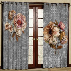 پرده مدل گلدار هازان پانچی کد 4707 سایز 140x200 سانتی متر