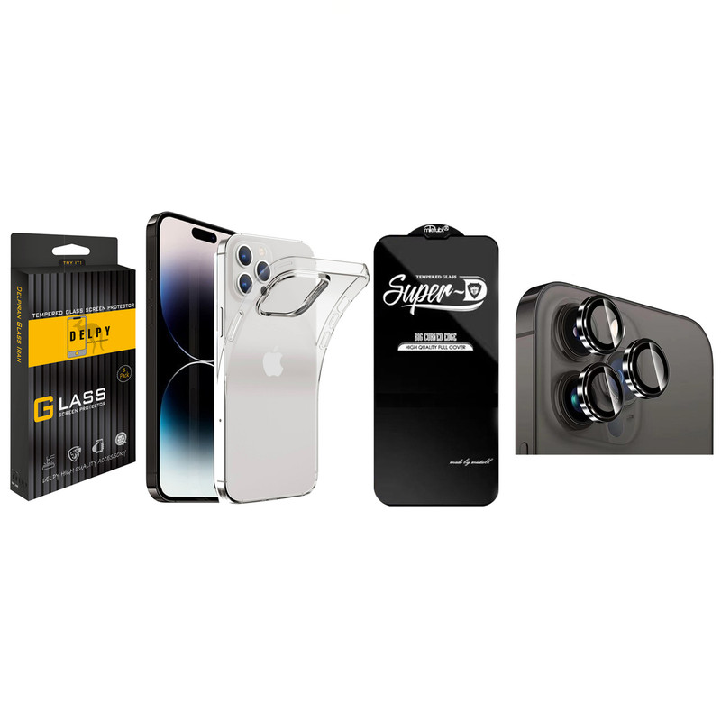 کاور دلپی مدل Cleer Tpu مناسب برای گوشی موبایل اپل Iphone 14 Pro max به همراه محافظ صفحه نمایش و محافظ لنز دوربین