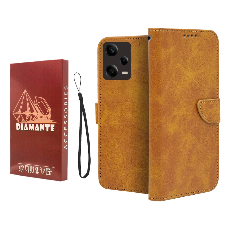 کیف کلاسوری دیامانته مدل Mortand Ros مناسب برای گوشی موبایل شیائومی Redmi Note 12 Pro 5G به همراه بندآویز