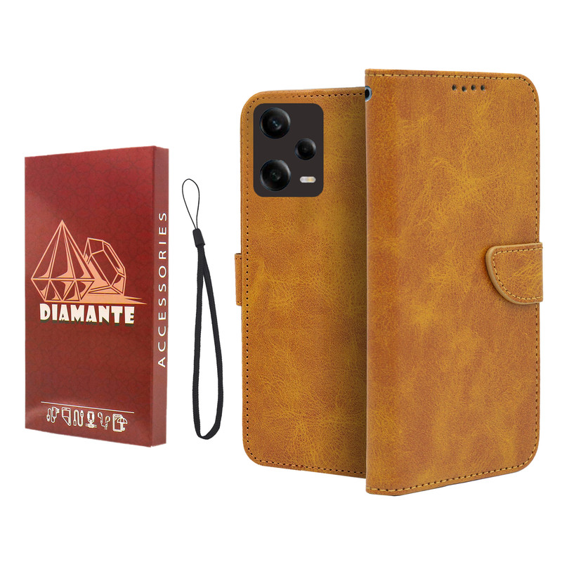 کیف کلاسوری دیامانته مدل Mortand Ros مناسب برای گوشی موبایل شیائومی Redmi Note 12 Pro 5G به همراه بندآویز