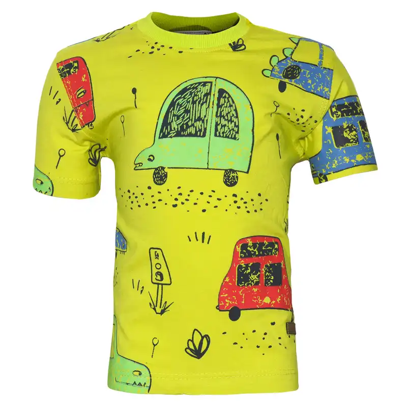 ست تی شرت و شلوارک پسرانه مدل the car رنگ سبز