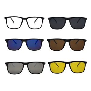 فریم عینک طبی مستطیلی مدل TR2298A به همراه 5 کاور آفتابی مجموعه 6 عددی مناسب برای انواع فرم صورت