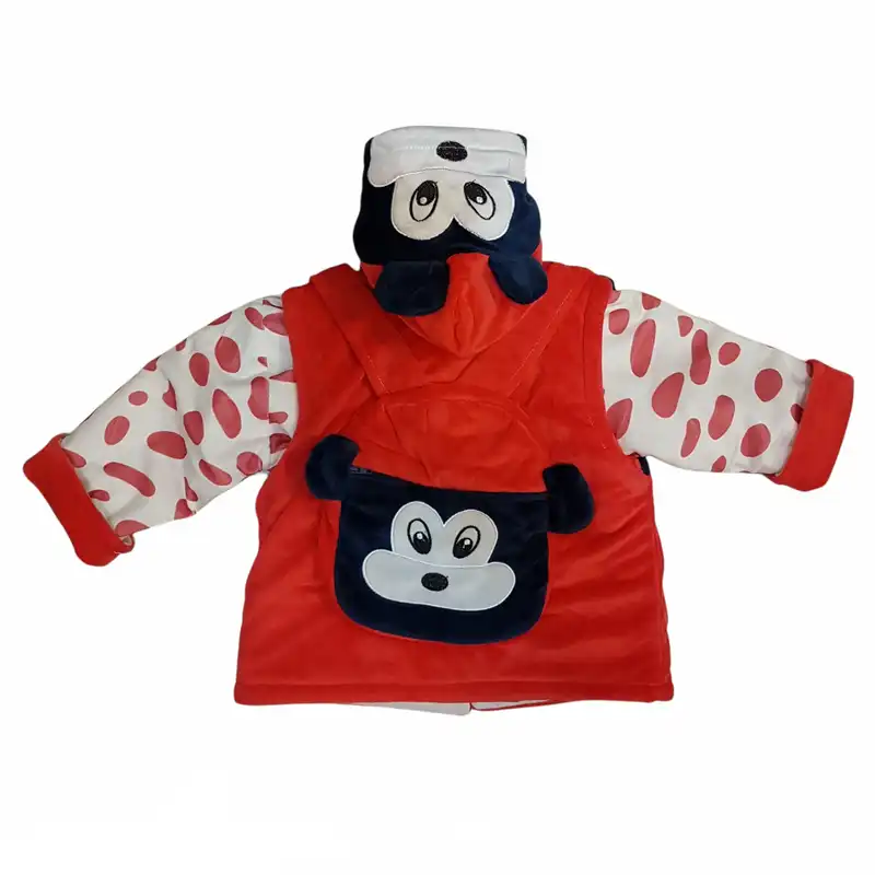 ست کاپشن و شلوار نوزادی طرح میکی موس مدل ASH409 رنگ قرمز