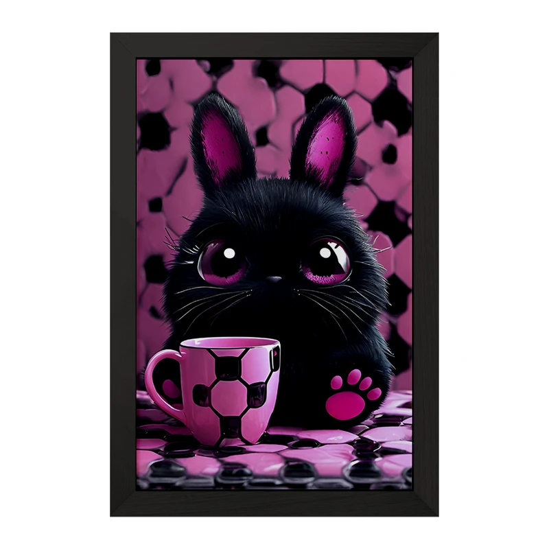 تابلو خندالو مدل خرگوش سیاه بامزه کد F8116