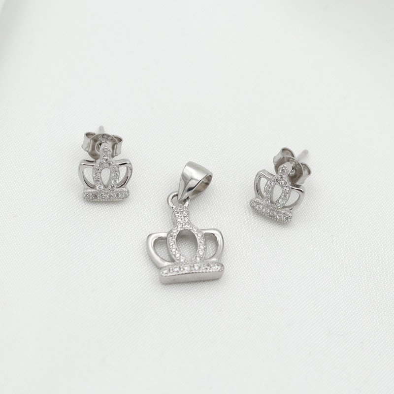 نیم ست نقره زنانه مدل تاج کد SHS-07