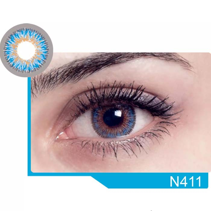 لنز چشم نئوکاسمو مدل 411 رنگ آبی عسلی دور دار