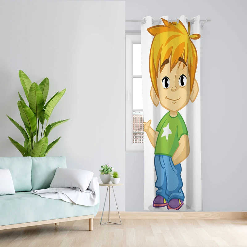  پرده مدل پسرانه مخمل پانچی کد 2596 سایز 140x200 سانتی متر