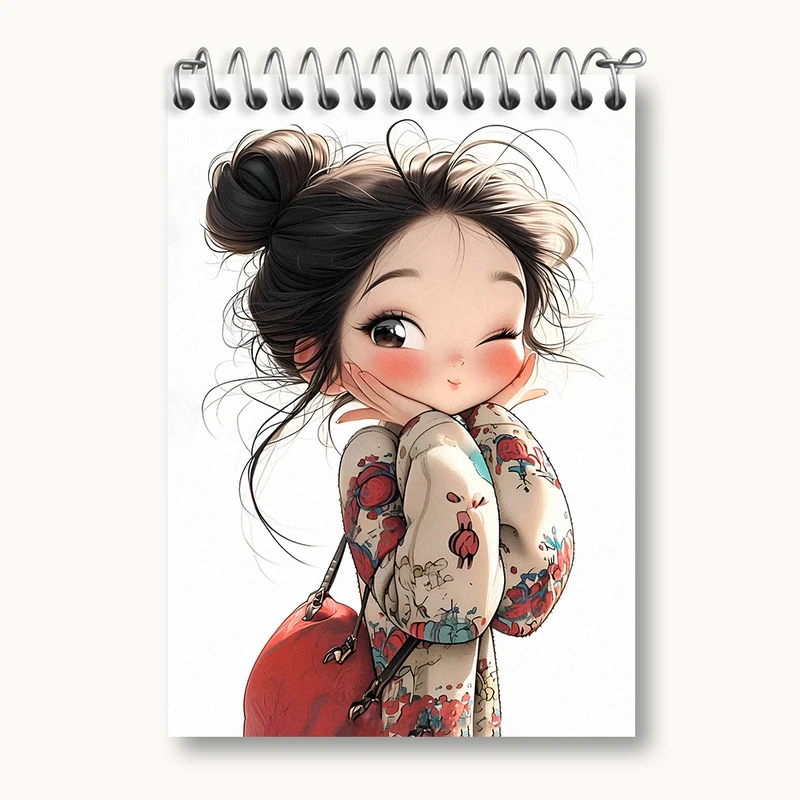 دفتر یادداشت 50 برگ خندالو طرح دخترانه کیوت کد N4374