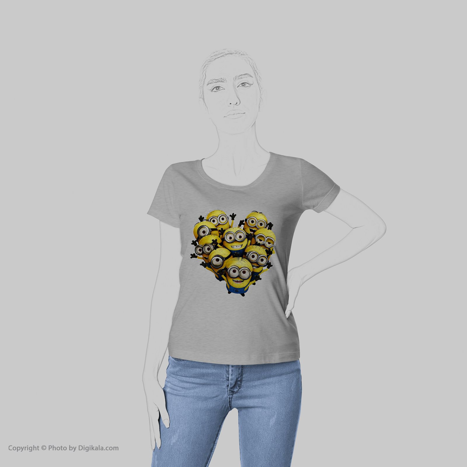 تی شرت زنانه به رسم طرح مینیون قلب کد 449 -  - 6