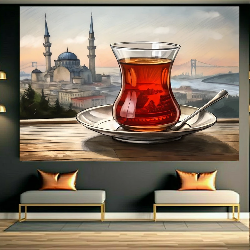 پوستر طرح مخمل فنجان چایی کد BK23798