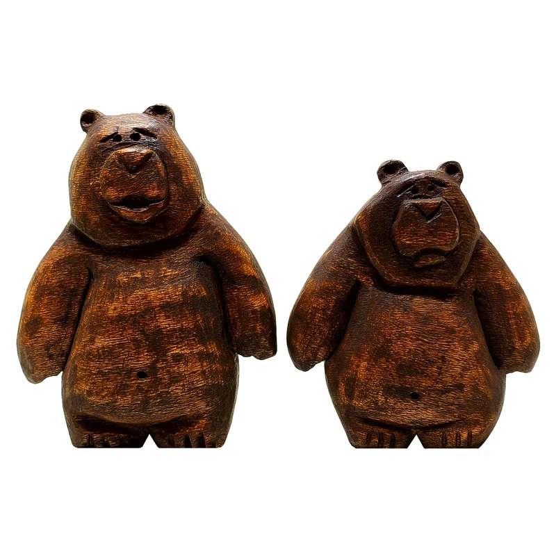 مجسمه چوبی طرح خرس مدل 40510 مجموعه دو عددی