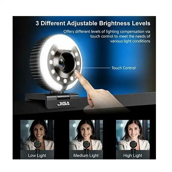 وب کم جیگا مدل Streaming with 3 Adjustable Ring Light