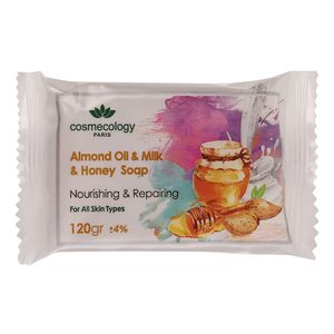 صابون شستشو کاسمکولوژی مدل روغن بادام و شیر و عسل وزن 120 گرم