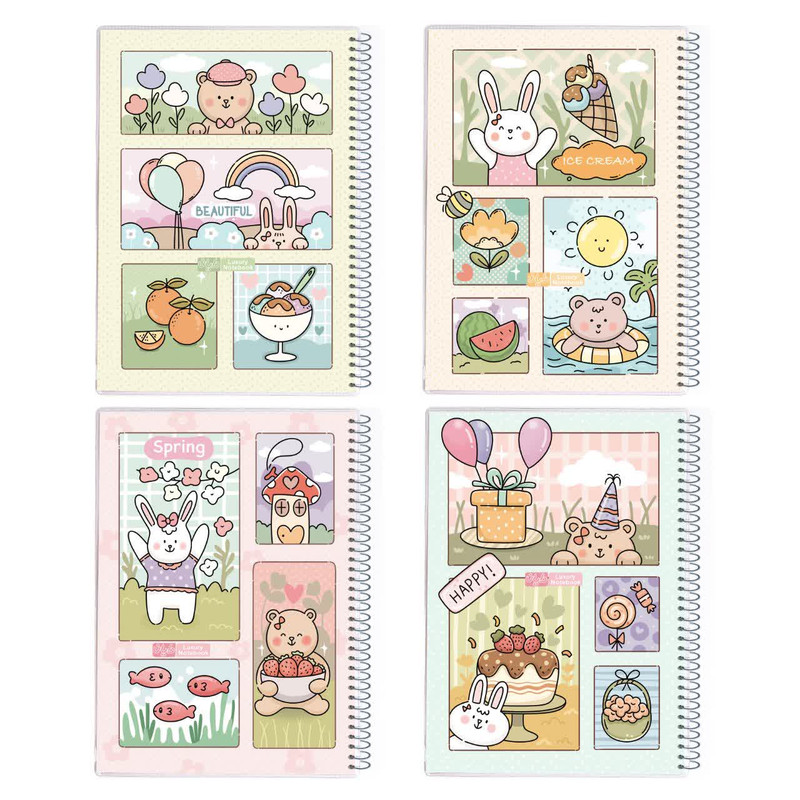 دفتر ۵۰ برگ دایان مدل گرلیش حاشیه دار کد ۶۴۹۴۱ بسته ۴ عددی