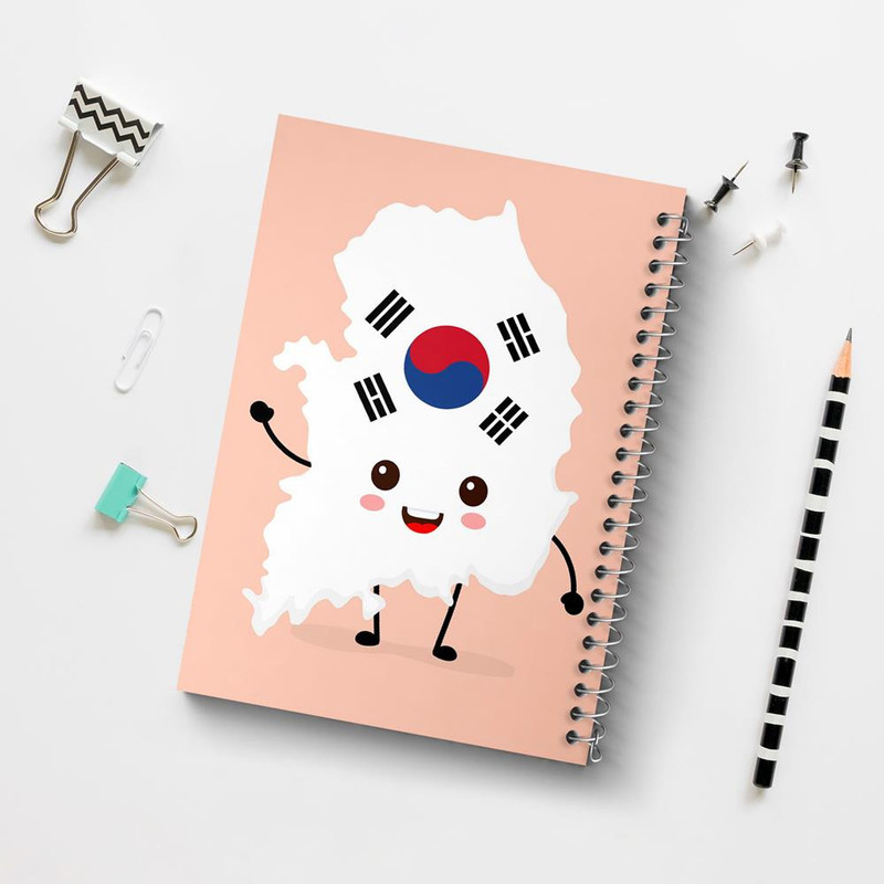 دفتر مشق 100 برگ خندالو طرح پرچم کره جنوبی کد 20555