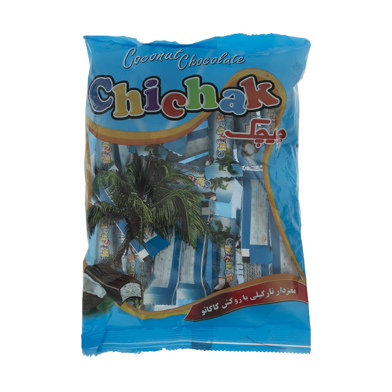 شکلات مغز دار نارگیلی با روکش کاکائو چیچیک - 200 گرم 