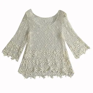 بلوز آستین سه ربع زنانه مدل گیپور ساکورا